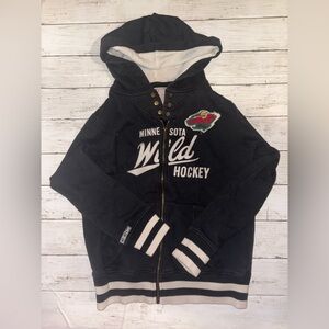 CCM Black Minnesota Wild Hoodie with Team Patch Size Medium Pre-Owned